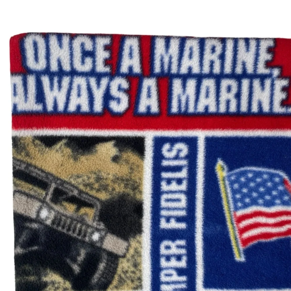 USMC Marine Corps Fleece Pillowcase Marines Flag Military Tank Standard Pillow